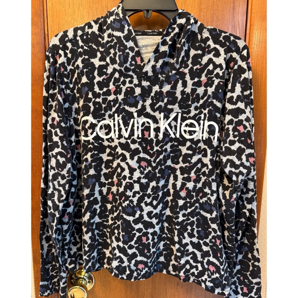 Calvin Klein Leopard Pattern Sweatshirt with Hood